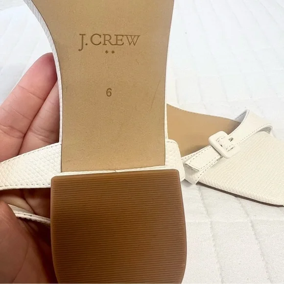 J. Crew Factory Textured Ankle Strap Block Sandals in Ivory White Size 6 spring - Picture 11 of 11